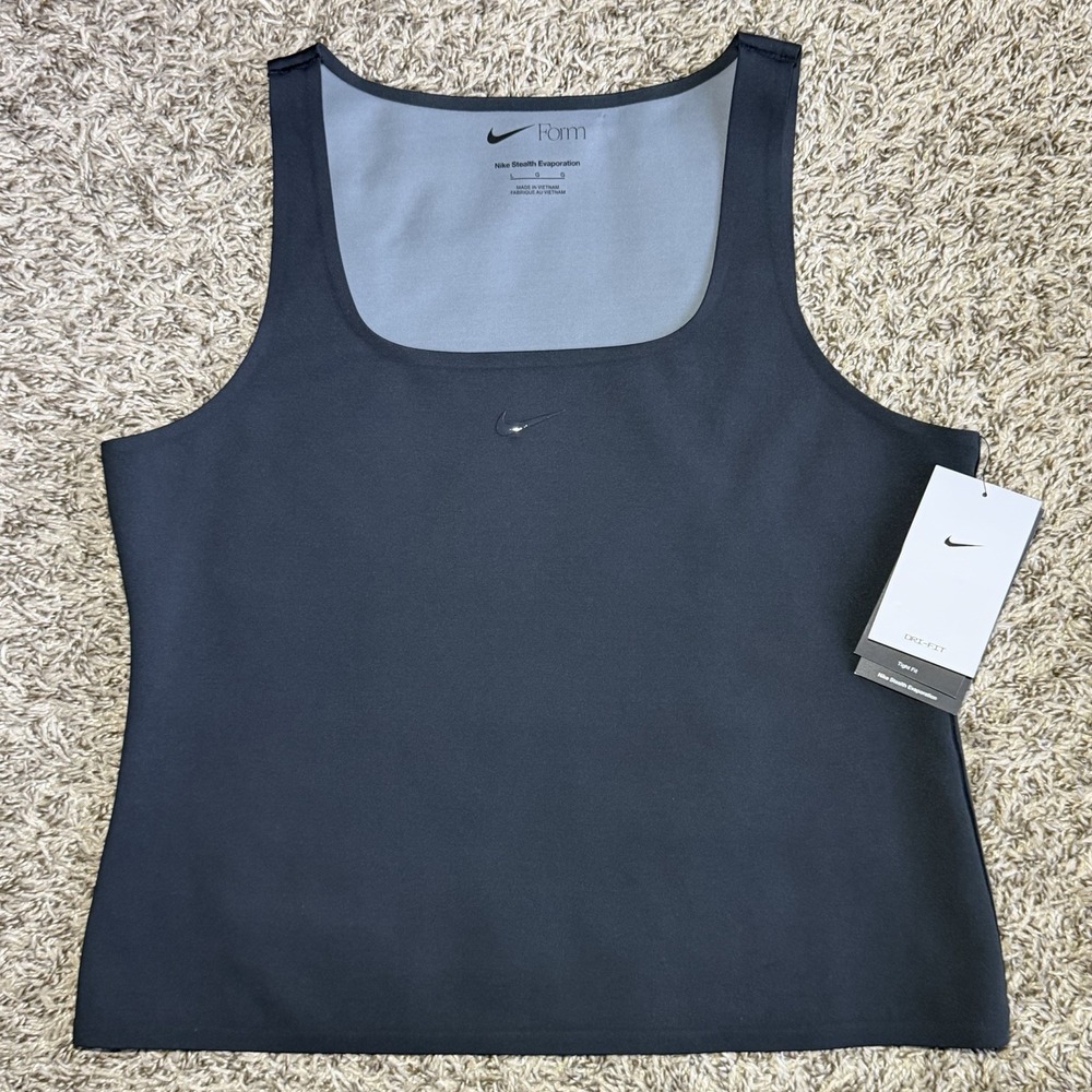 Nike Stealth Evaporation Form Tank Top Women's Size Large Black Tight Fit NEW